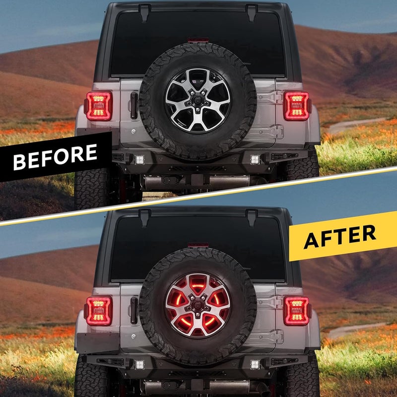 BORDAN Spare Tire Brake Light LED Third 3rd Brake Light for Wrangler JL JLU, Plug-N-Play Rear Ring Wheel Brake Light Compatible with Jeep Wrangler JL 2018 2019 2020 2021 2022 2023 2024 2025 - Image 2